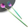 6Pcs Colorful Forks Set Tea Cake Snack Fork Dinnerware Cutlery Matte Stainless Steel Tableware Dessert Fruit Fork Silverware Set