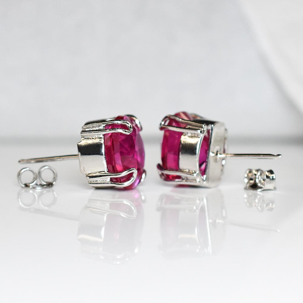 Burmese CERTIFIED Natural Pink Round Ruby 42.30 Ct Earring Pair Free Delivery MY.ER-02-NS