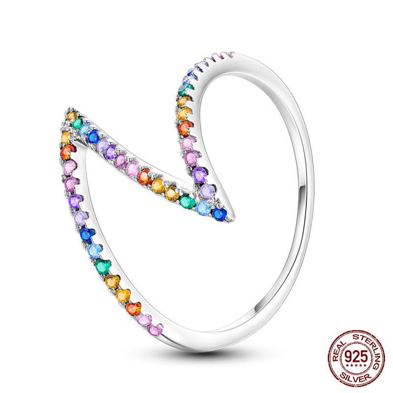 Real 925 Silver Plate Colorful Dragonfly Butterfly Cubic Zircon Rings For Women Wedding Engagement Birthday Jewelry Gift