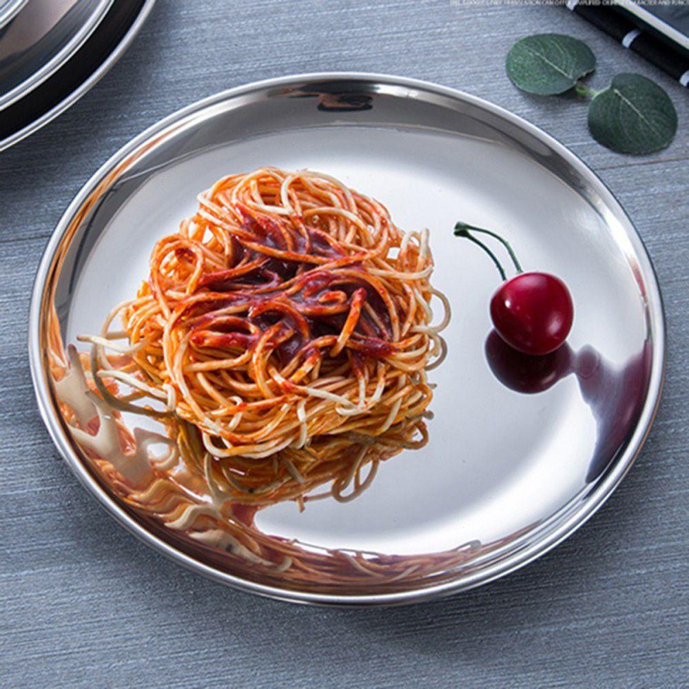 Dort Dezert Zlatá Stříbrná Ovoce Maso Mělký Podnos Talíř na Odplivování Kostí Kulatý Talíř Kovový Jídelní Disk