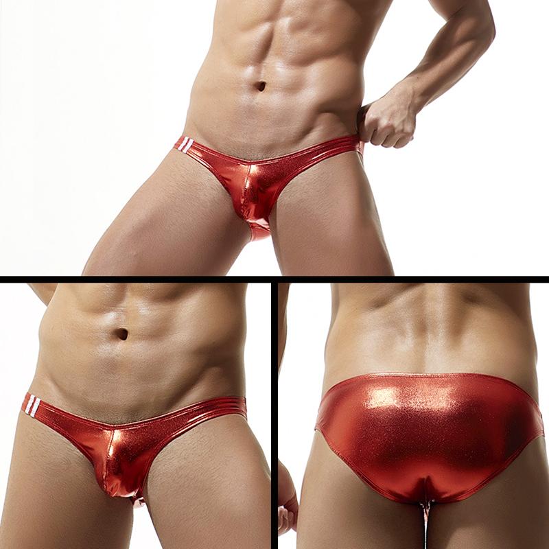 1Pc Men Sexy Briefs Shiny Bikini Underwear Lingerie Thong Low Waist Panties