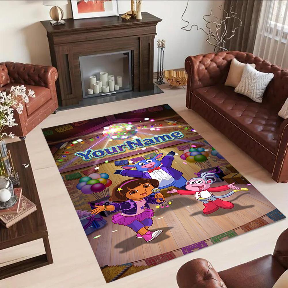 Dora Explorer Personalized Text Area Rug Design for Study room Dining Room Balcony Kitchen Antislip Carpet Anime Office Decor