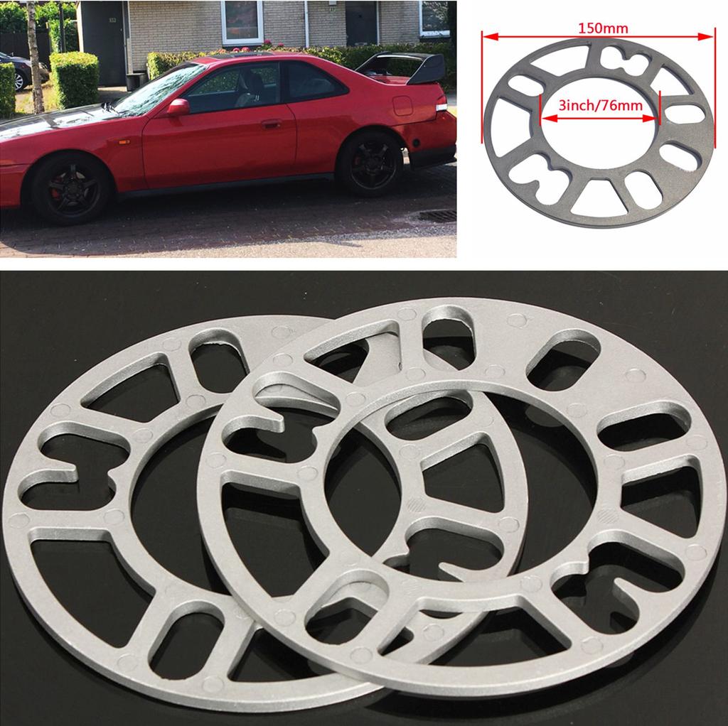 4X Silver Alloy Aluminum Car Auto Wheel Spacers Adaptor Shims Plate 4/5 Stud 5MM