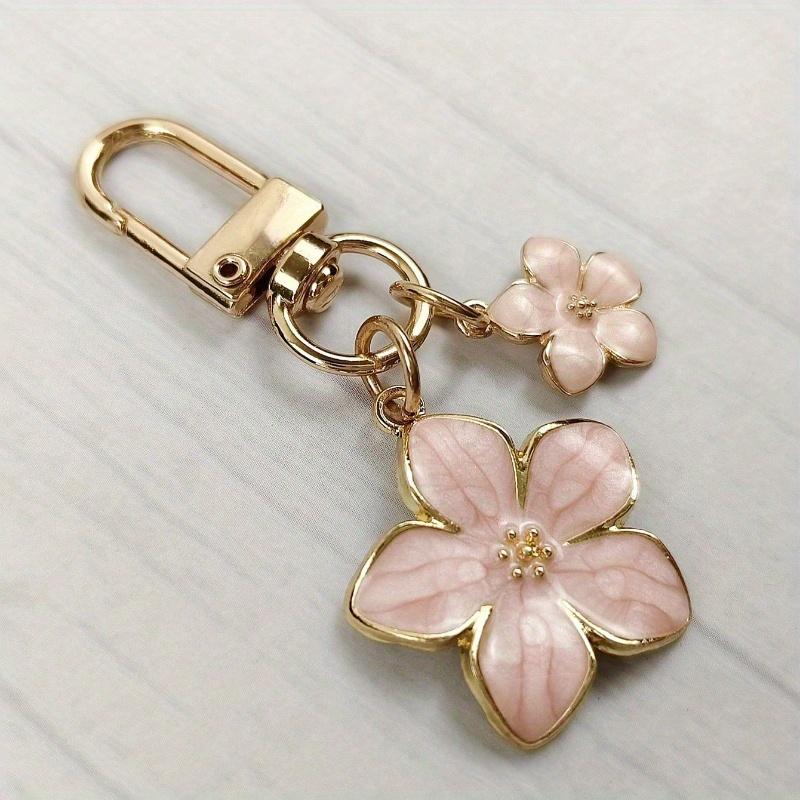 Alloy Sakura Flower Keychain Graceful Floral Design with Tag Suitable for Bag Charm Car Keys Couples Birthday & Holiday Gifts Pink Gifts