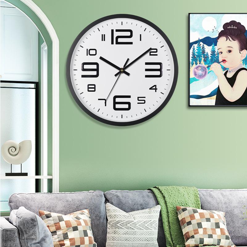 12 Inch 30CM Silent Wall Clock, Creative and Fashionable, Three-dimensional Digital Minimalist Clock for Home Living Room