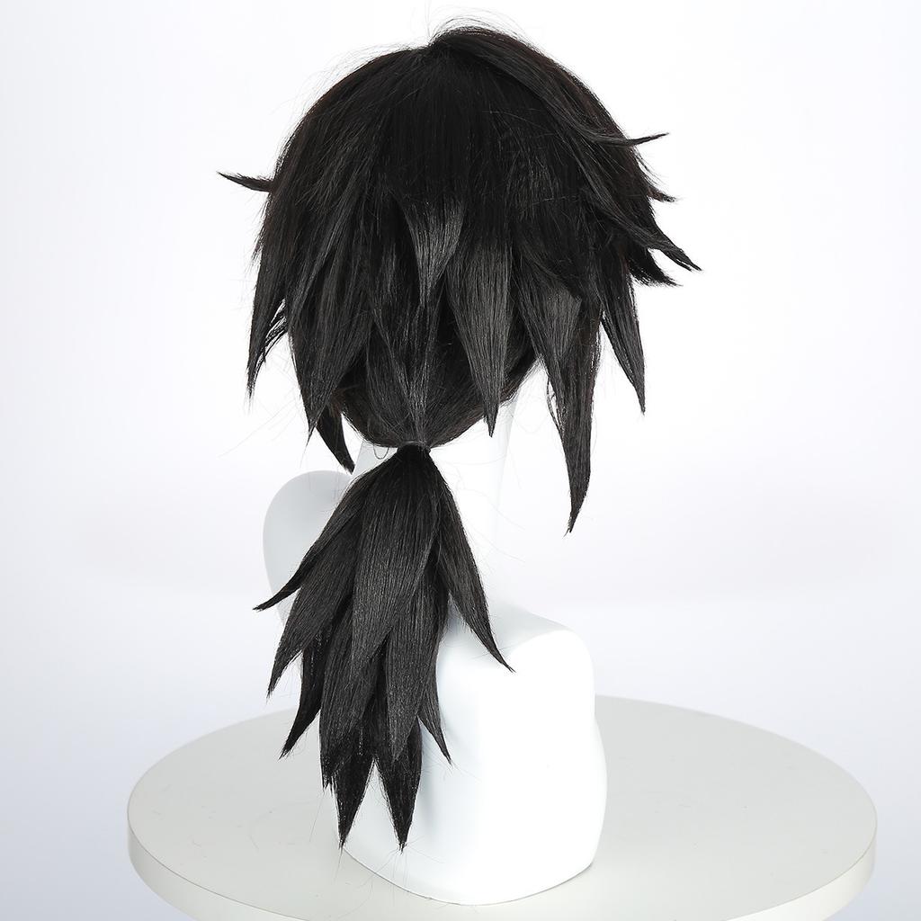 Anime Wig Tomioka Yoshiyuki High-temperature Silk Cosplay Natural Black Thick Fluffy Lightweight