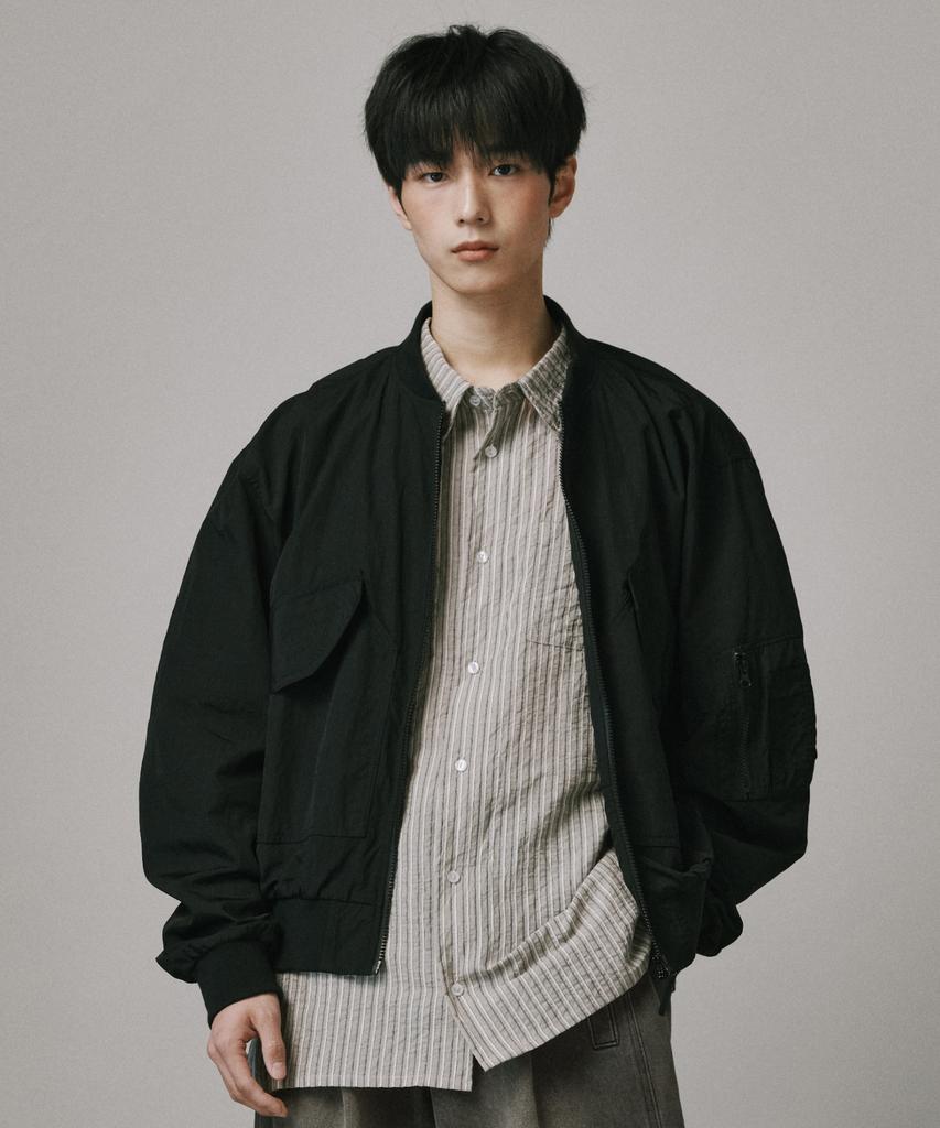Verdnt Shirred Nylon Crop Jacket [Black]
