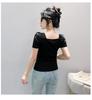 2024 Women's Summer Square Neck Slimming T-Shirt with Short Sleeves