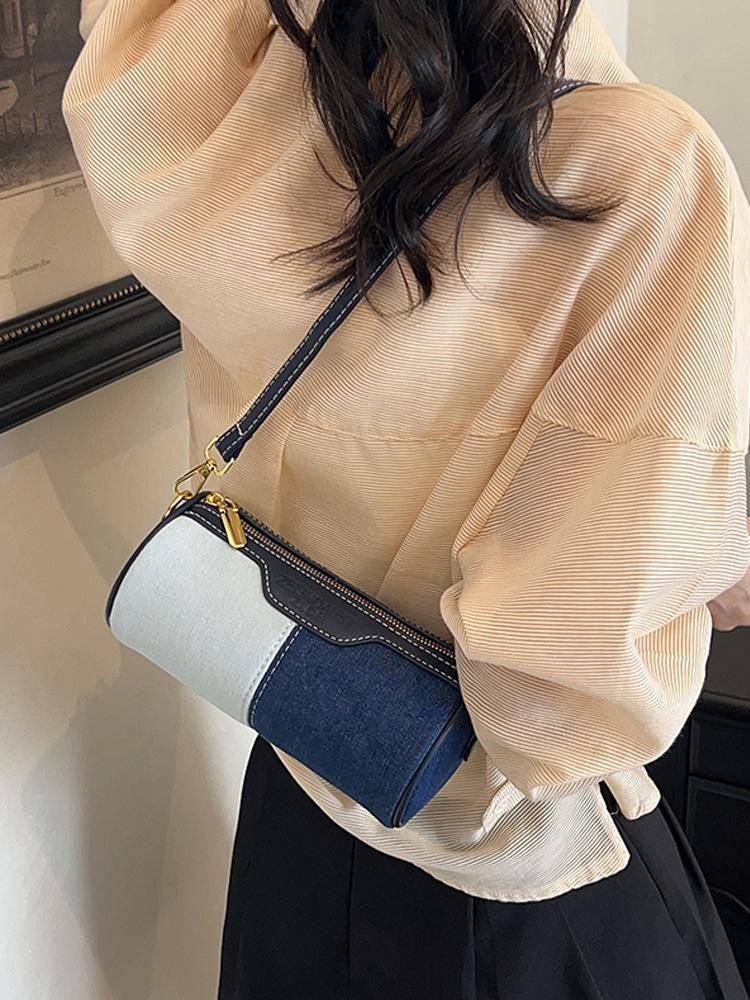 Women's 2026 Versatile Denim Cylinder Bag - Crossbody & Single-Shoulder