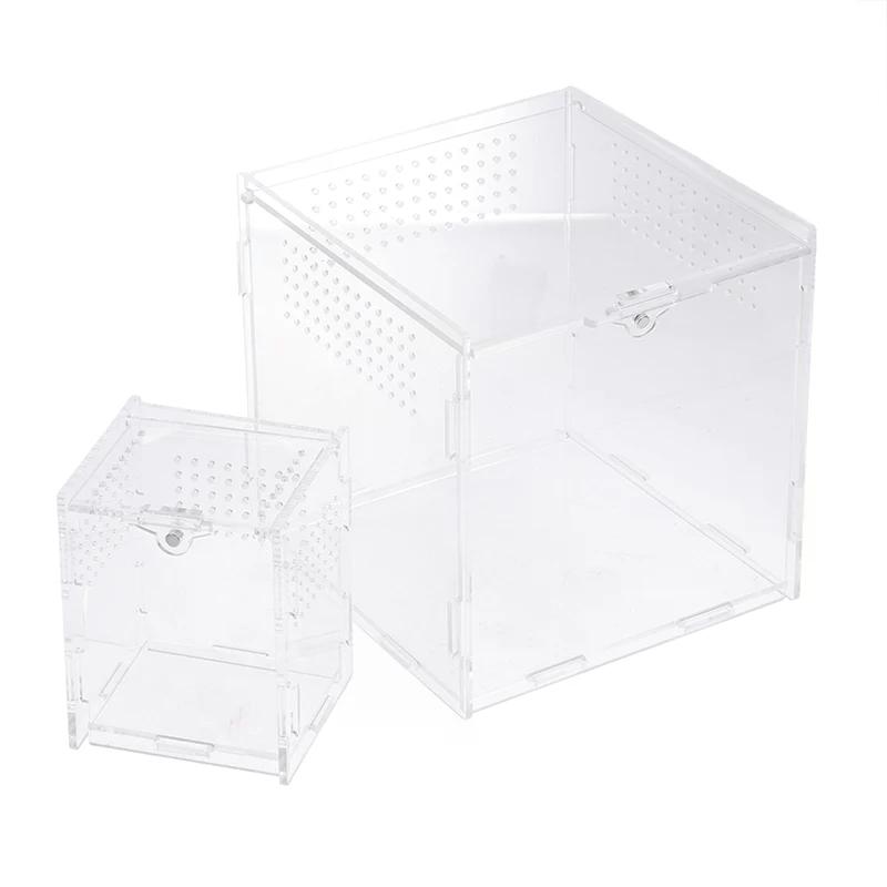 Hot Sale Acrylic Transparent Reptile Breeding Box Terrarium Habitat Insect Spider Lizard Scorpion Feeding Cage Arboreal Enclosu