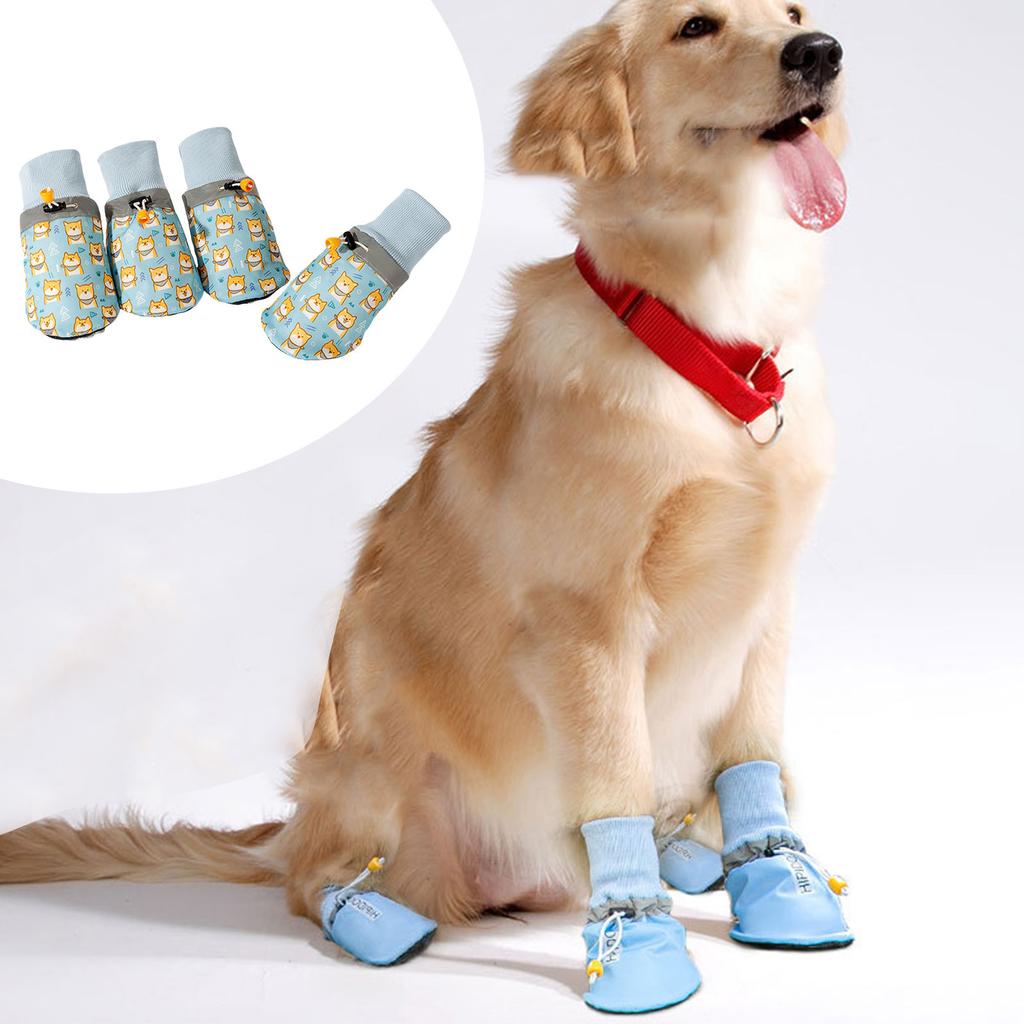 Velké psí boty Protiskluzové Dvojvrstvé Pro střední a velké psy Obecné Černé Návleky na tlapky Bavlněné Teplé Pantofle se stahovací šňůrkou