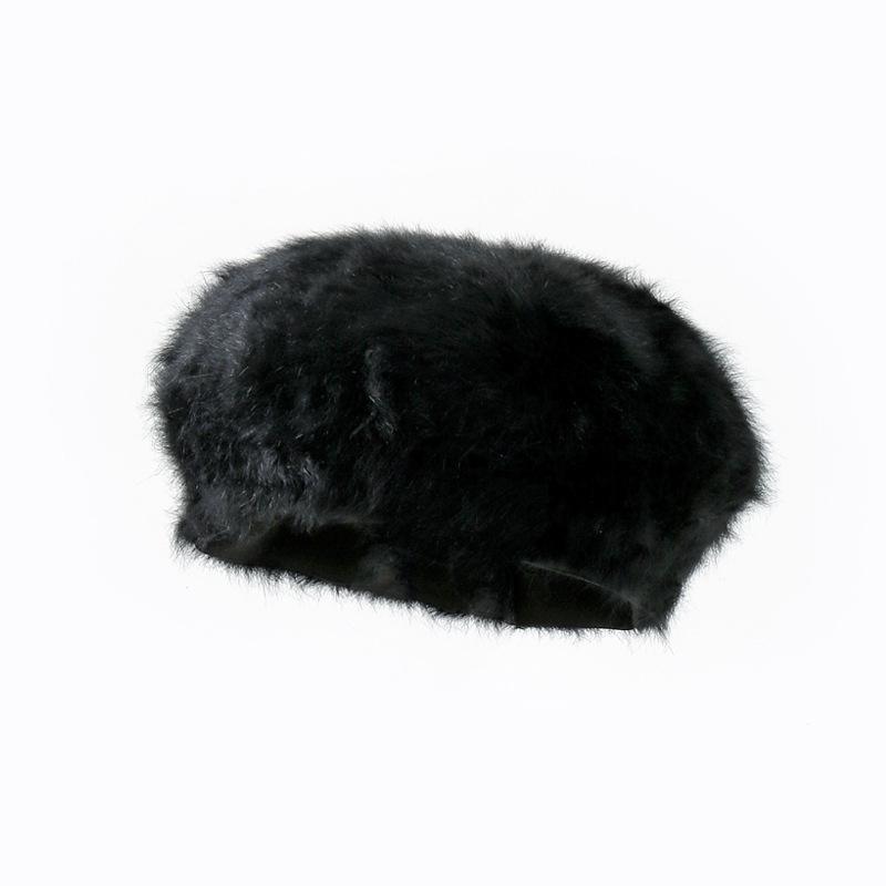 Autumn and winter new rabbit fur hat women's winter warm beret women's face small painter hat