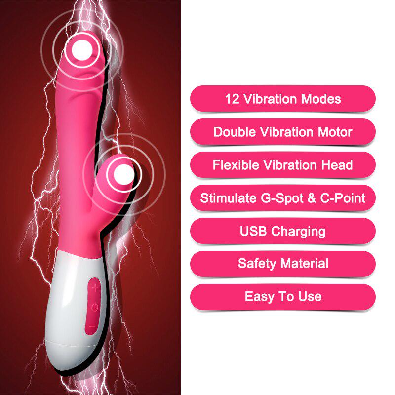 12 Modes G-Spot Vibrator Female Vagina Massager Clitoris Dual Vibrations Dildo Adult Sex Toys