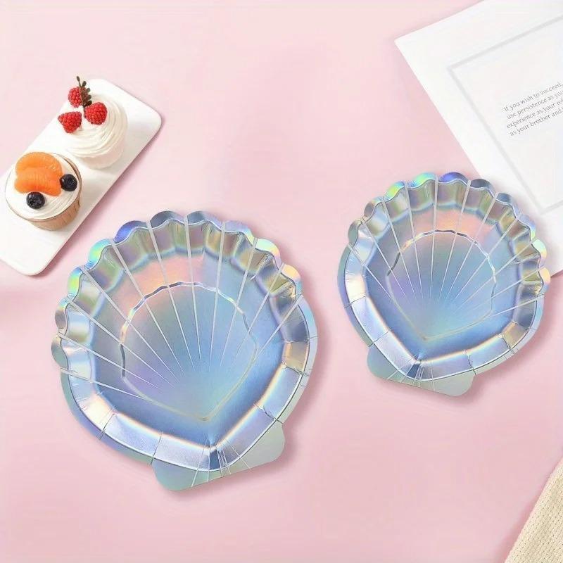 10Pcs New Laser Colored Shell Disposable Paper Tray Birthday Party Decoration Supplies Irregular Paper Tray Tableware Wholesale