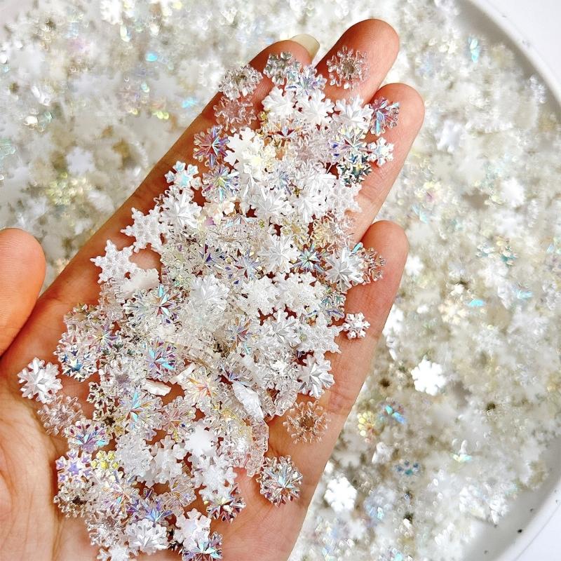 1 Набор Случайные Белые Переливающиеся Снежинки Смоляные Украшения для Ногтей DIY Маникюр Безопасное Смоляное Изделие 1