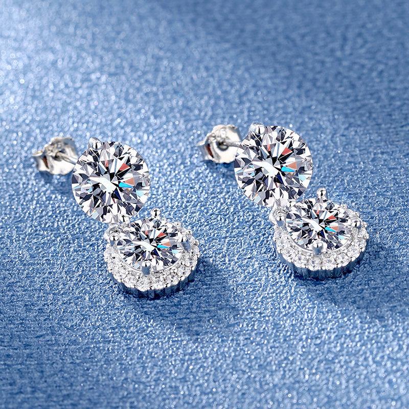 Temperament Bridal Pair Micro Super Flash Zircon Pair Earrings