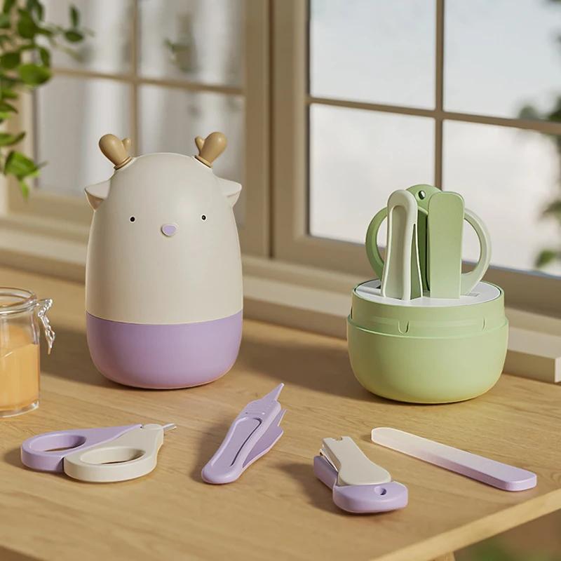 4pcs Baby Nail Care Set Newborn Safety Anti-Pinch Nail Clippers Scissors Trimmer Kit Infant Grooming Tool
