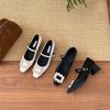 Grape mother spring new high heels women wear high-end rhinestone square buckle Mary Jane single shoes women's soft-soled women's shoes