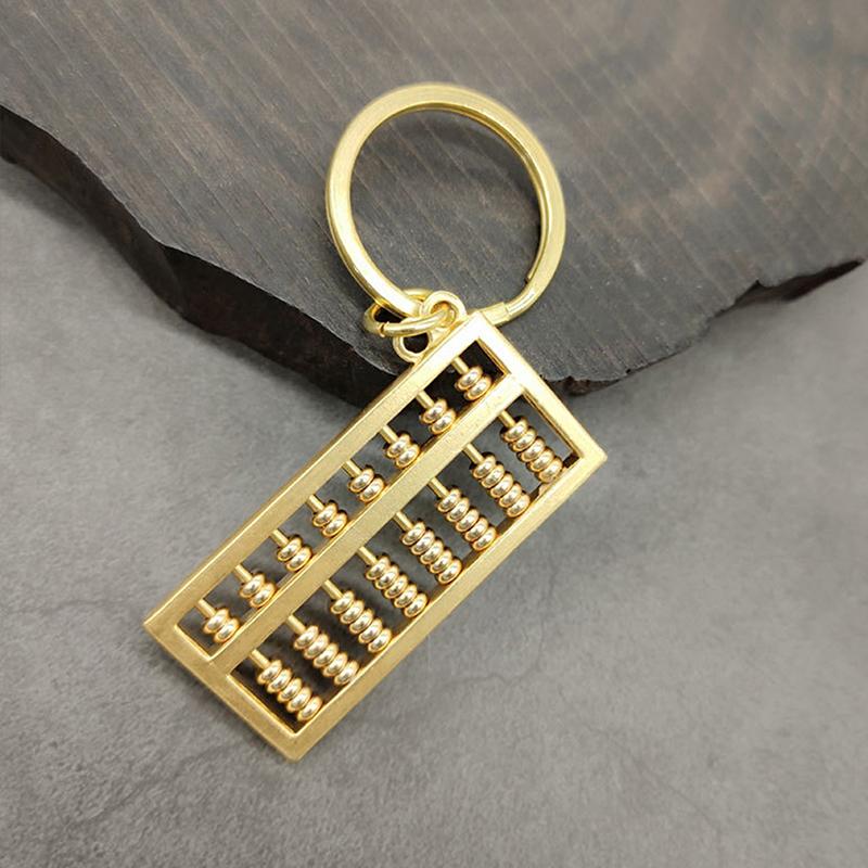 Brass Mini Abacus Keychain Car Key Hanging Accessory Bag Decorative Accessory
