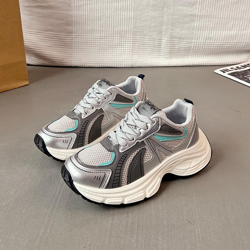 Thick-soled heightening dad shoes spring new soft-soled casual sports shoes MZ 35 серый