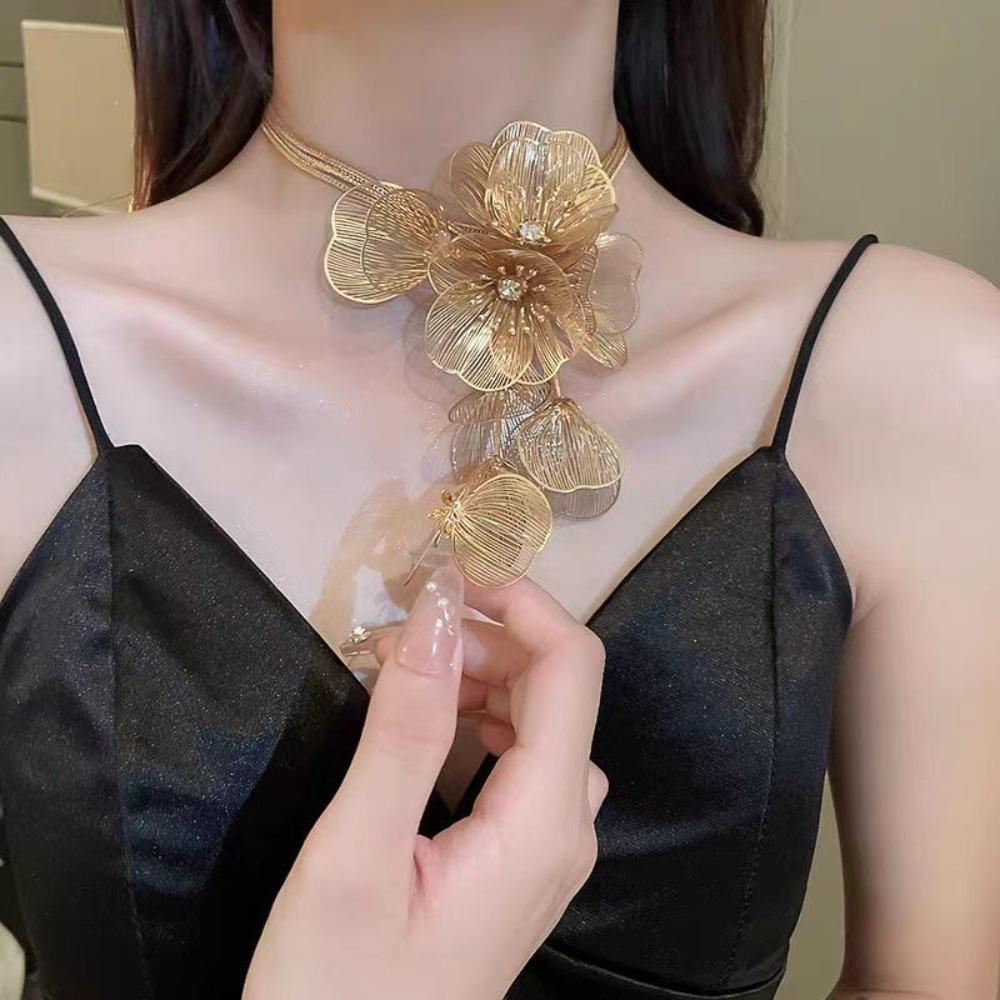 Luxury Exaggerated Choker Elegant Long Tassel Collarbone Chain  Banquet Party