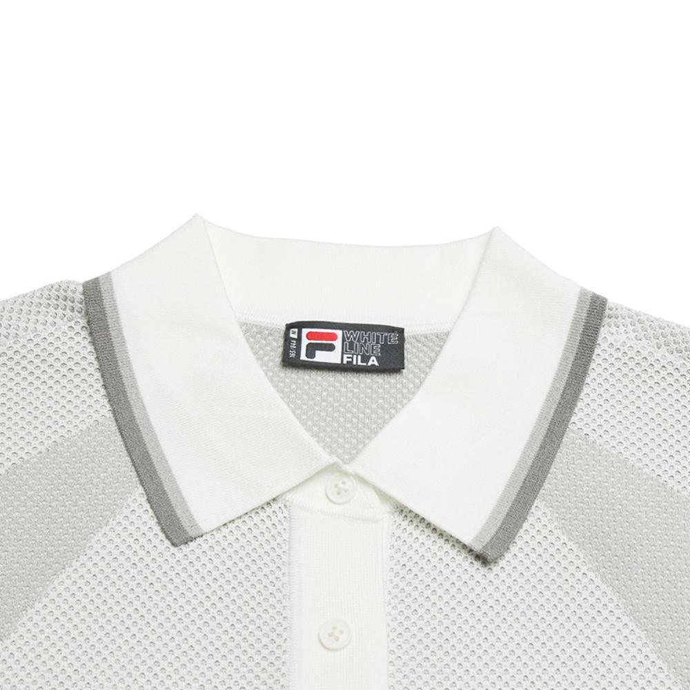 FILA Original Fashion Trend Retro Mesh Knit Top Women tops Cloud-Mushroom-White F11W629403FWT