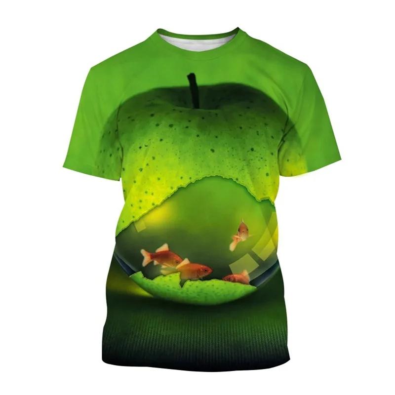3D Printed Apple T-Shirt Men  Women Fruit Pattern Summer Street Casual Short Sleeve Breathable O-Neck T-Shirts