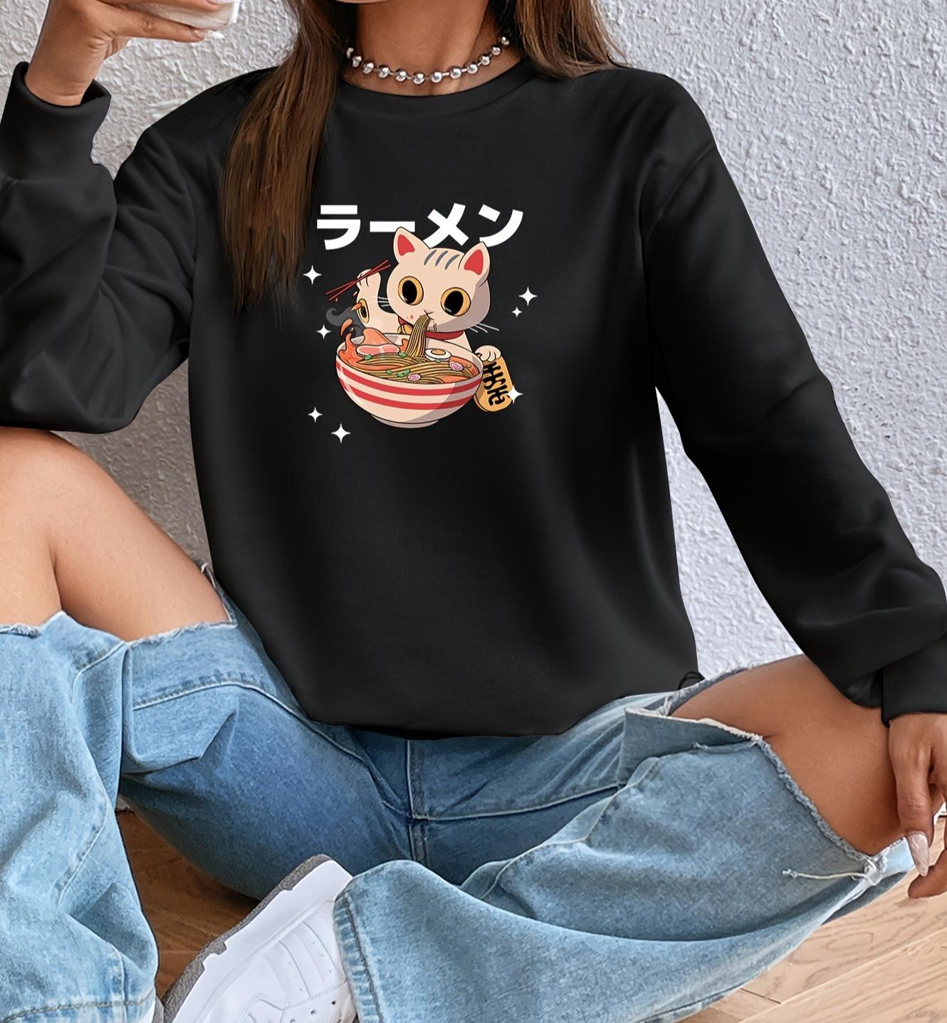 

Loose Crew Neck Hoodie, Relaxed Fit, Ideal for Home Lounge XXL чёрный