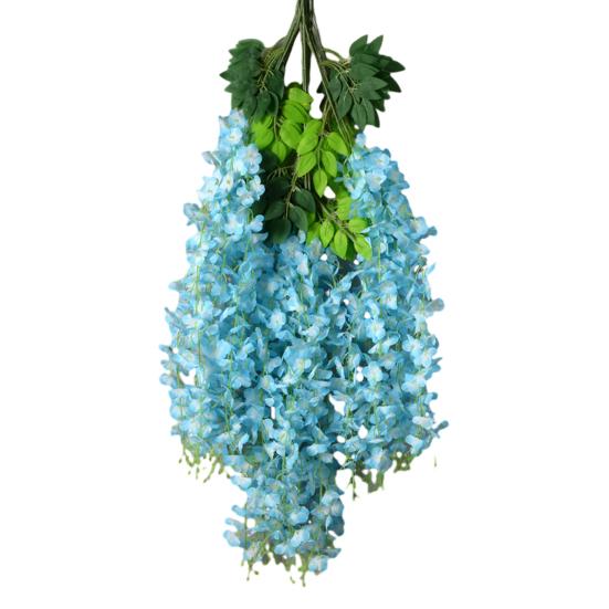 Artificial Wisteria Flower Hanging Garland Faux Silk Hanging Flower Strings Fake Wisteria Flower Vine for Wedding Garden Background Decor