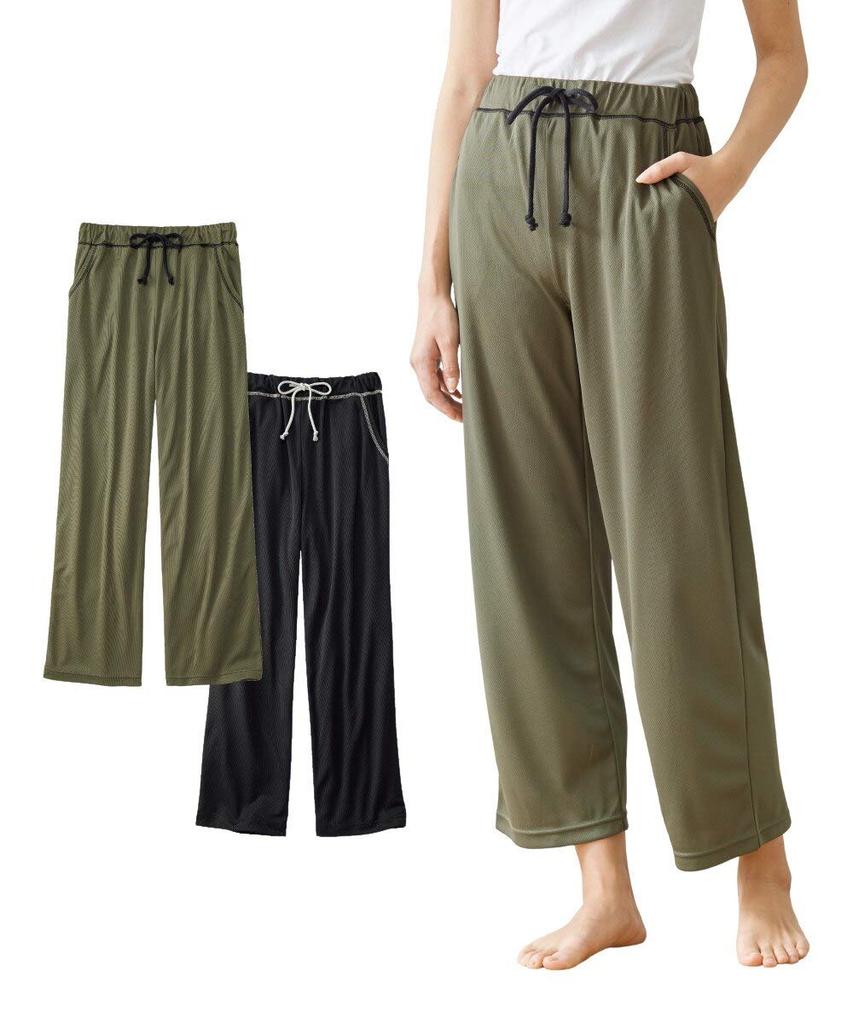 Nissen Jersey Relaxed Long Black Sizes Pajama/Loungewear Bottoms, Sweat-Wicking, Quick-Drying Pants, 2-Piece Set, + Khaki, M-L