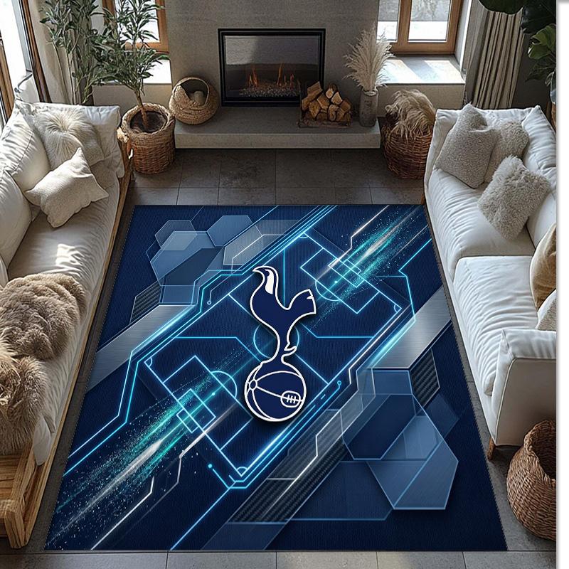 Tappeto in Flanella Stampato Tottenham Hotspur Antiscivolo Morbido Poliestere Tappeto per Pavimento Tappetino Decorativo per Interni per Camera da Letto Soggiorno Divano