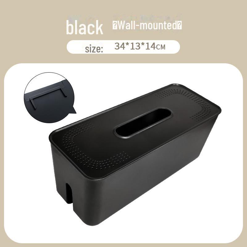 "Wood Grain Multi-Function Desktop Cable Organizer Box"