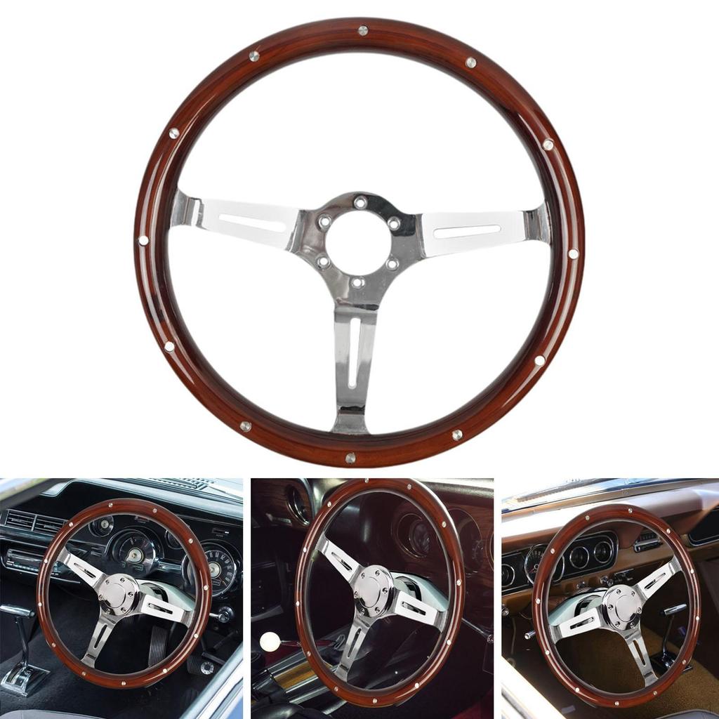 Classic Wood Grain Steering Wheel with Riveted Grip,Accessories,Sturdy,Nostalgia Replacement