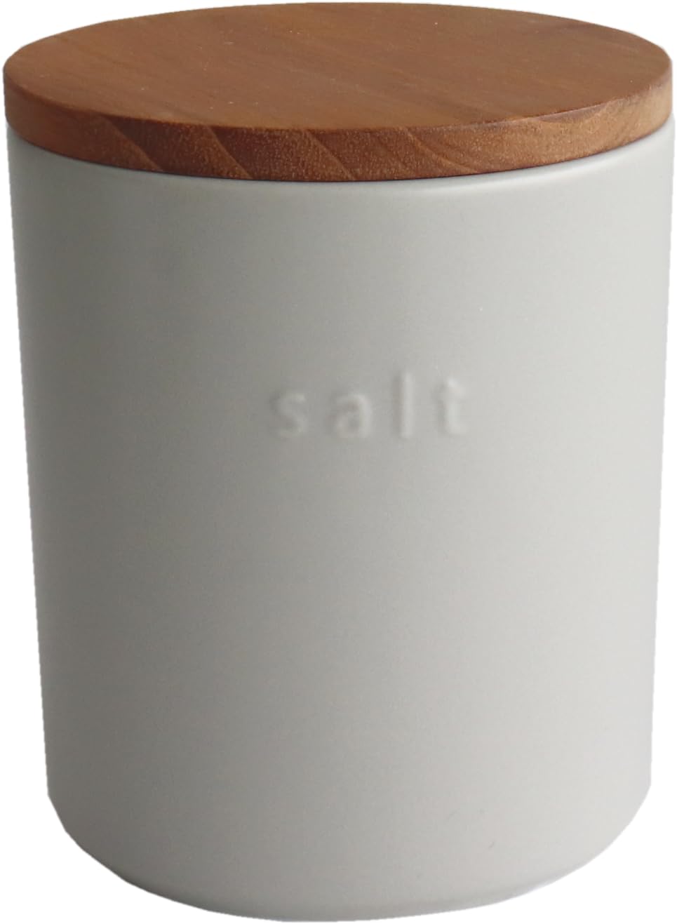 

LOLO | Storage Container, Greige (Ash) | 500ml | Canister | Ceramic | Made in Japan | Teak Embossed | Canister Set for Salt and Sugar (Salt Greige)
