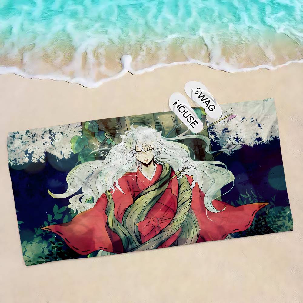 Japanese Anime Inuyasha Big Microfiber Beach Towels Quick Dry Towel Sand Beach Towels Pool Towel for Travel Swim Pool Yoga
