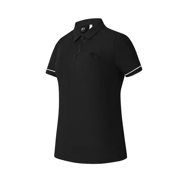 Fila Golf Series Knitted Comfortable Slim Fit Short Sleeve Polo Shirt Women Tops Black A11W525110F-BK