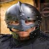 Medieval Viking Helmet With Visor, Blackened Steel Norman Helmet, LARP Reenactment Armor,