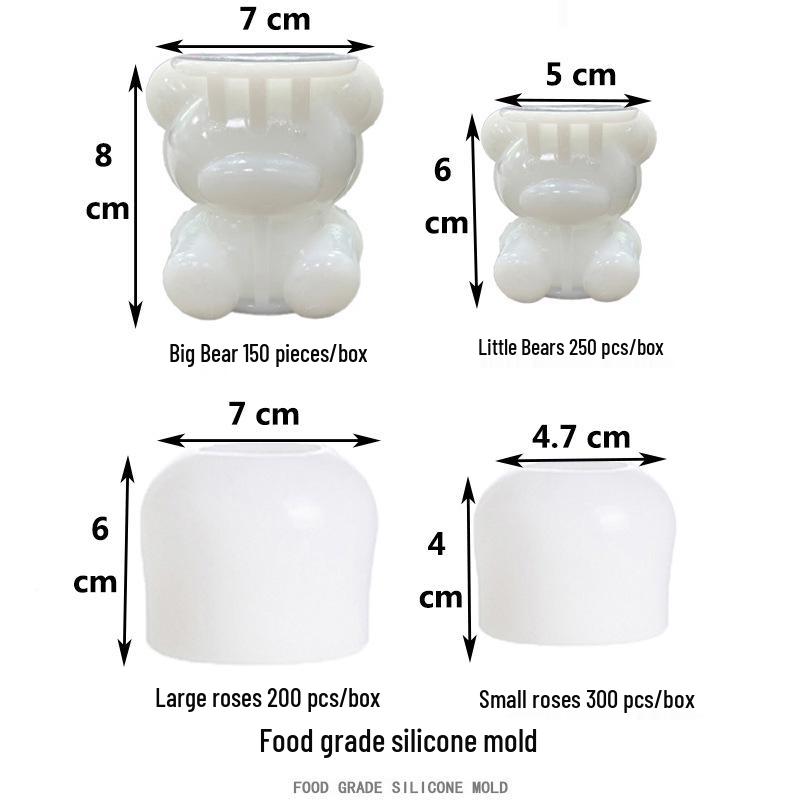Influencer Bear Rose Silicone Ice Mold - Easy Release, Food-Grade Creative Ice Tray
