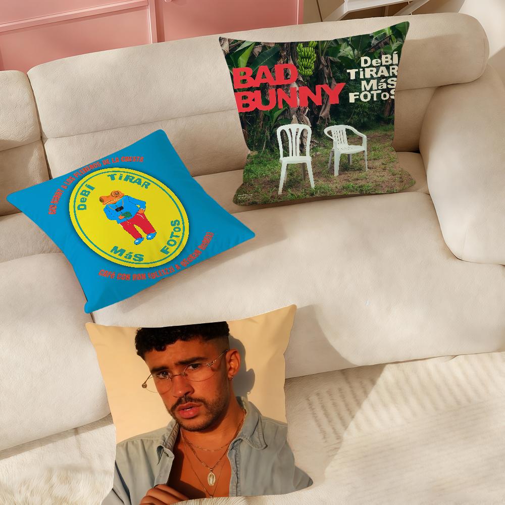 Rapper B-Bad B-Bunny Debi Tirar Mas Fotos Kissenbezug Büro Kissen Geeignet Für Sofa Auto Schlafzimmer Dekorativer Kissenbezug