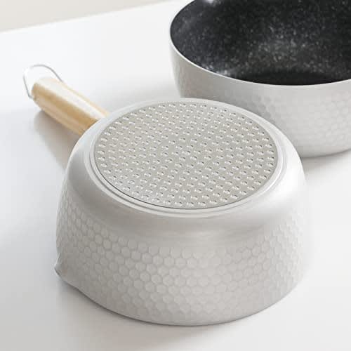 Pearl Metal Yukihira Saucepan (Snow Pot), 20cm, IH Compatible, Marble Finish, Anodized Aluminum, HB-6542