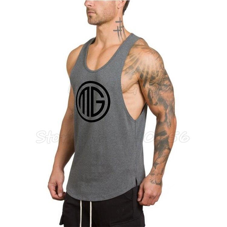 Muscleguys Brand Fitness Mens Tank Top Bodybuilding Clothes Gyms Shirts Slim Fit Vests Cotton Singlets Muscle Stringer Tanktop