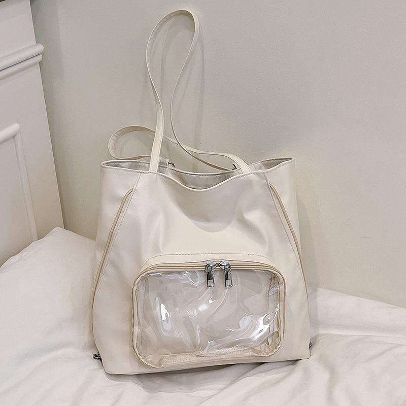 

College students class commuter bag bag women s new fashion shoulder large capacity tote bag multi-purpose bag белый