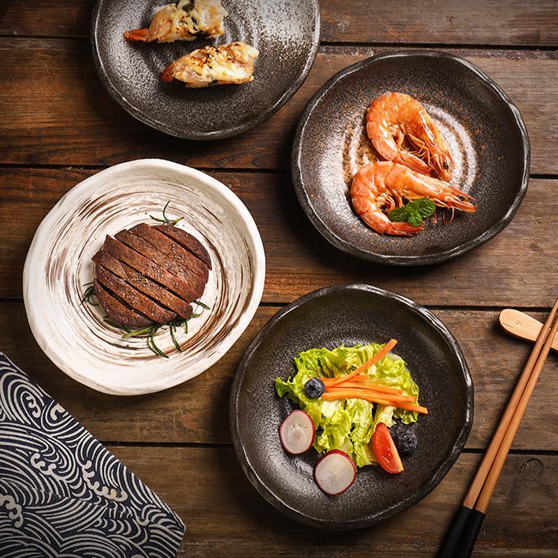 Japanese and Korean Ceramic Plates Irregular Dishes Sushi Snack Plates Household Small Dishes Creative Restaurant Tableware