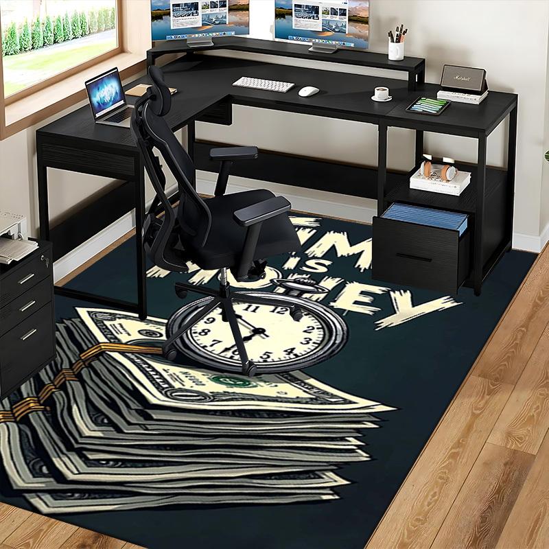 1pc Time Is Money: Office Chair Mat - Non-Slip Carpet for Desk, Perfect Gift for Home or Workplace Decor.P048