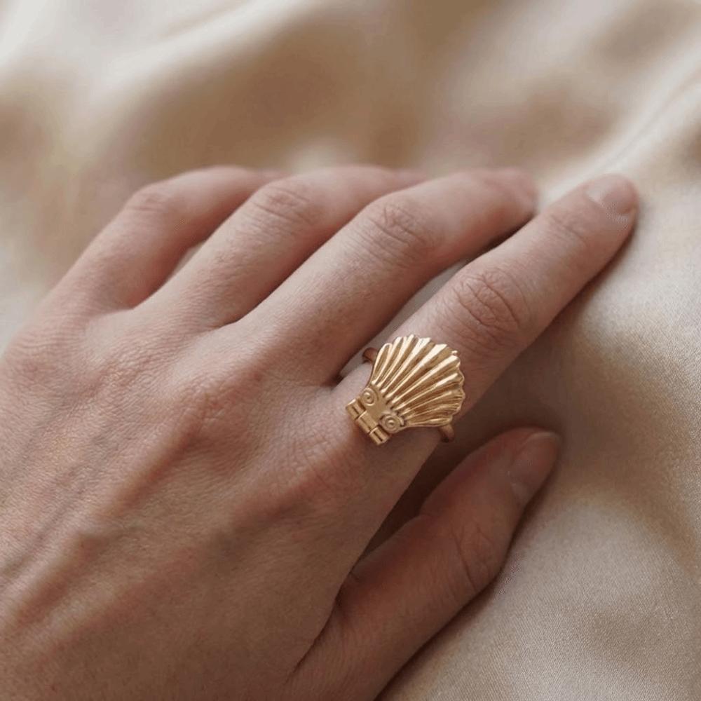 Exquisite Shell Finger Ring Surprise Open-and-close Ring Trendy Artificial Pearl Ring  Hipster