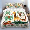 Cartoon Animals With Nature Elements Bedding Set For Kids Luxury Gift 3Pcs Digital Print Comforter Set Soft Comfortable