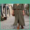 Elegante Abito Camicia da Donna con Bottoni, Manica Lunga, Vestibilità Larga, Maxi Abito da Tè Oversize