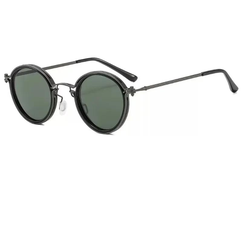 Men'S Round Frame Punk Style Metal Sunglasses Men'S Commercial Uv Resistant Glasses Outdoor Driving Sunscreen Goggles