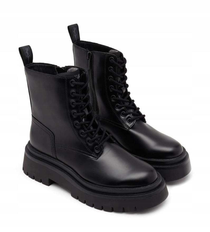 Pepe Jeans Queen Bass Damskie Buty Czarne Botki Sznurowane 39 Awe