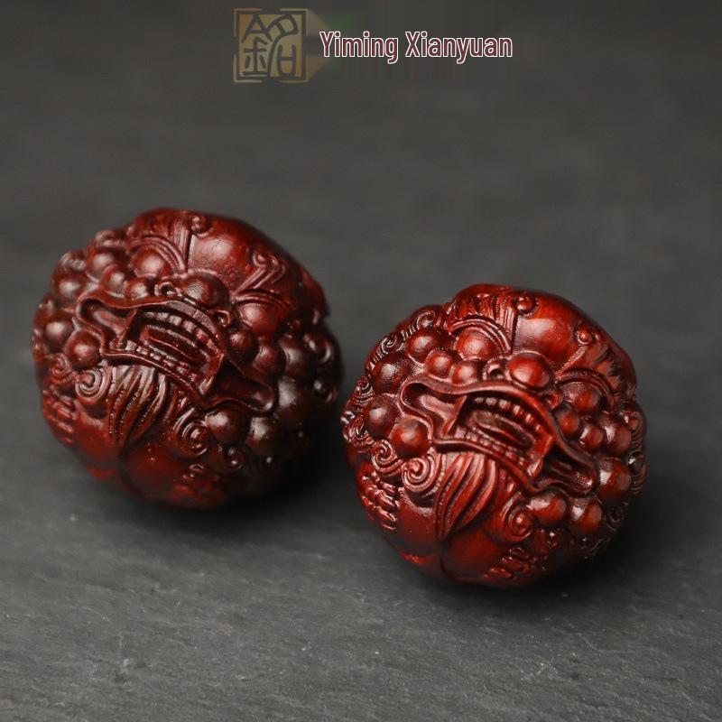 Rosewood Carved Pixiu Ornament: Gourd & Dragon Turtle Handicraft